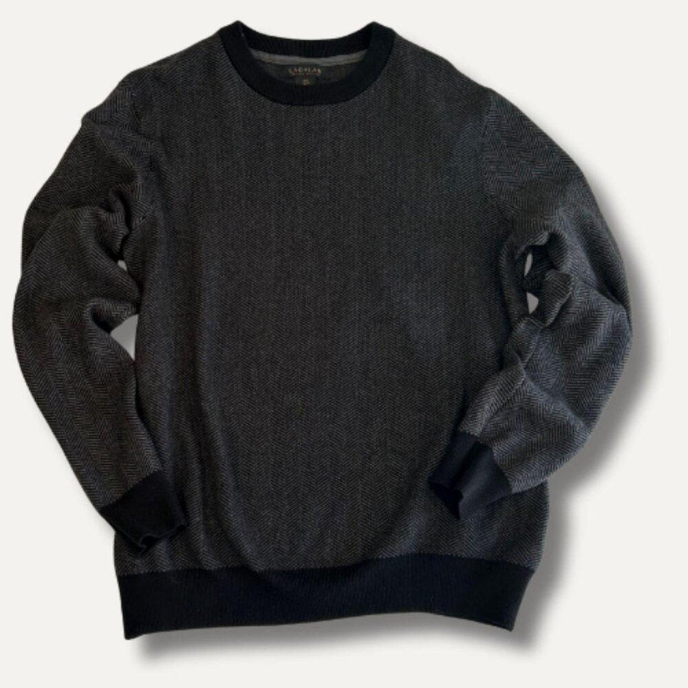 Lachlan British Heritage Herringbone Sweater – Size L, Ultra Soft & Cozy